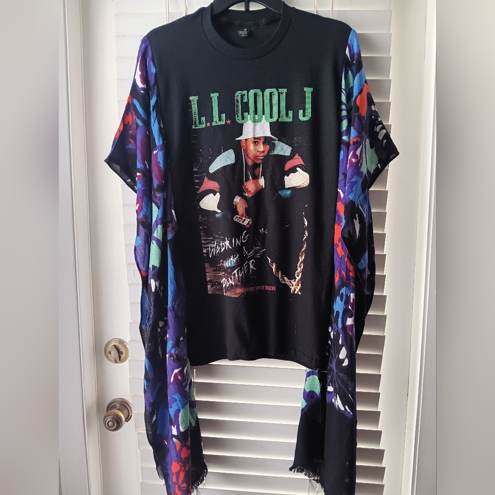 Upcycled LL Cool J Graphic Tshirt Poncho